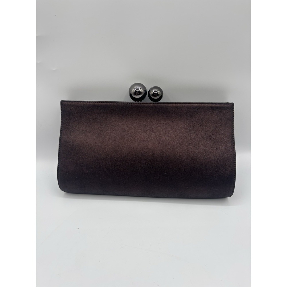 Vintage Rodo Made In Italy Mocha Brown Kiss lock Clutch Evening Bag Chain